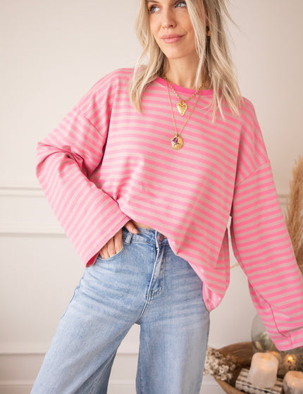 Sadie Stripe Pink/Taupe - Longsleeve