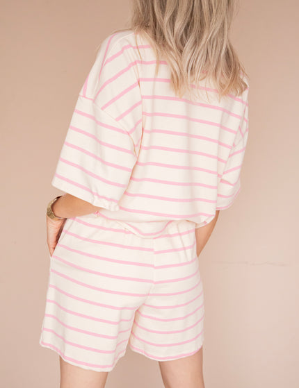 T-Shirt - Stripe Escape - Beige/Pink
