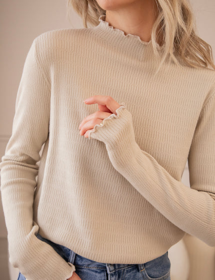 Cute Collar Ruches Café Au Lait - Longsleeve