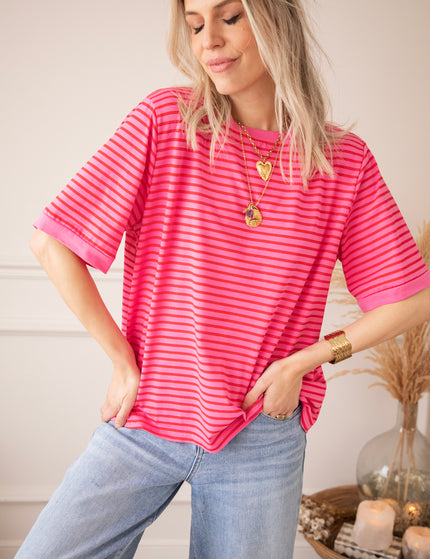 Sadie Stripe Pink/Red - T-Shirt