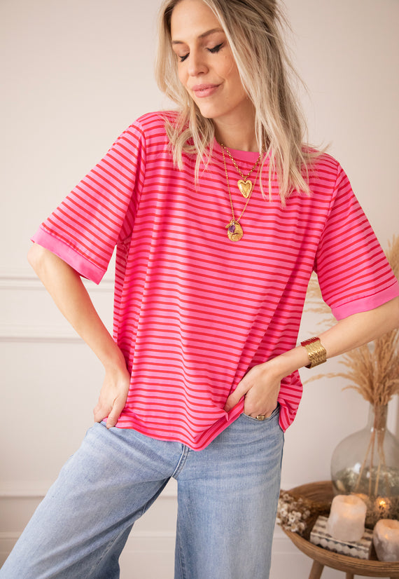 Sadie Stripe Pink/Red - T-Shirt