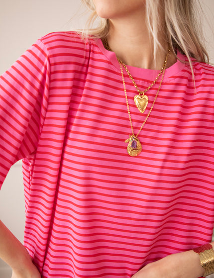 Sadie Stripe Pink/Red - T-Shirt
