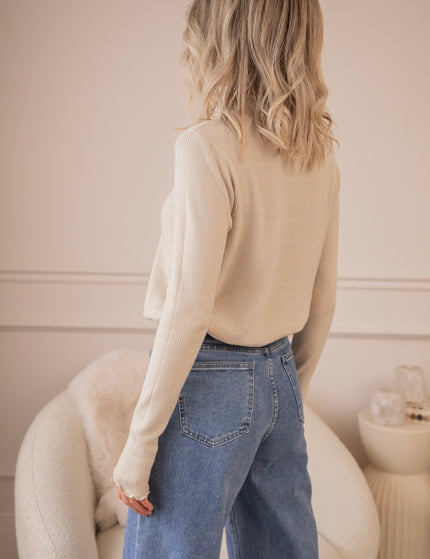 Cute Collar Ruches Café Au Lait - Longsleeve