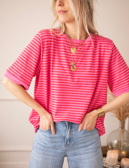 Sadie Stripe Pink/Red - T-Shirt