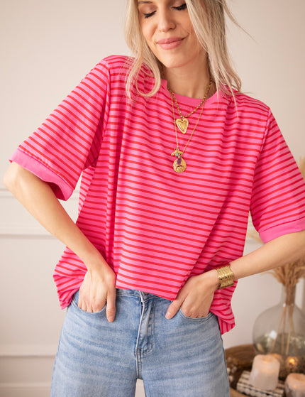 Sadie Stripe Pink/Red - T-Shirt