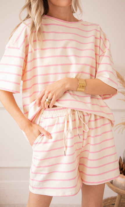 Stripe Escape Beige/Pink - Short