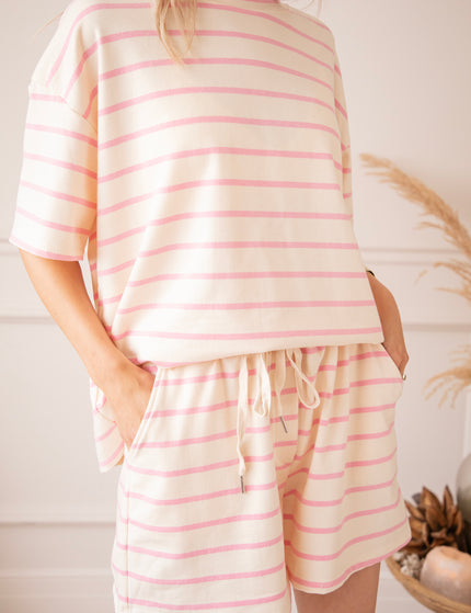 T-Shirt - Stripe Escape - Beige/Pink