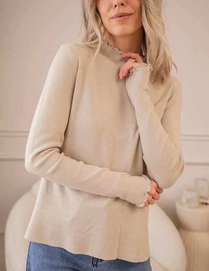 Cute Collar Ruches Café Au Lait - Longsleeve