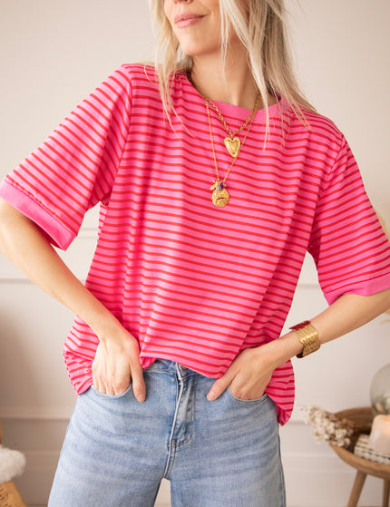 Sadie Stripe Pink/Red - T-Shirt