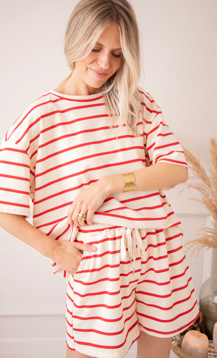 Stripe Escape Beige/Red - Short