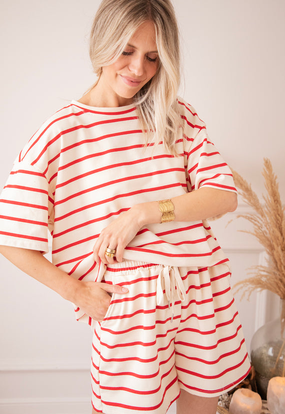Stripe Escape Beige/Red - Shorts