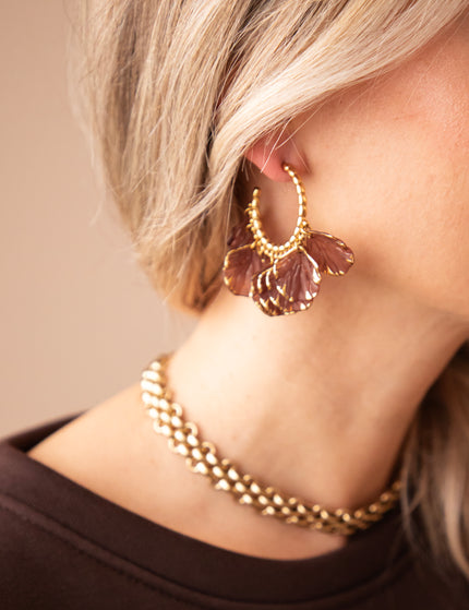 Leaves All Around Mulberry - Earrings
