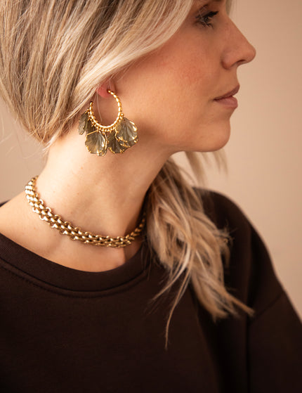 Leaves All Around Olive - Earrings