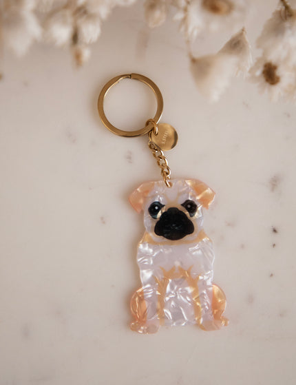 Schlüsselanhänger - Pug Pocket - Weiß/Pfirsich