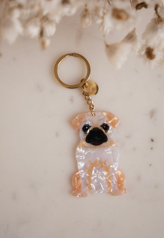 Pug Pocket White/Peach - Sleutelhanger