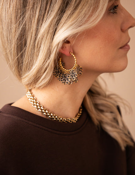 Leaves All Around Leopard - Earrings