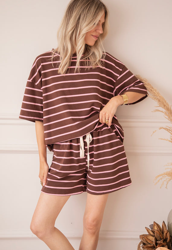 Stripe Escape Choco/Pink - Shorts