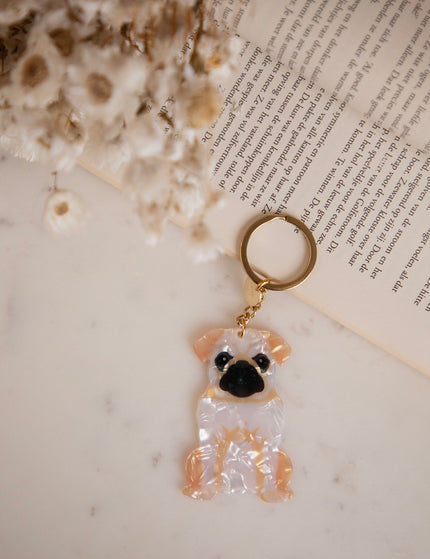Schlüsselanhänger - Pug Pocket - Weiß/Pfirsich