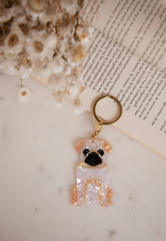 Pug Pocket White/Peach - Sleutelhanger