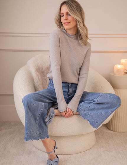 Cute Collar Ruches Soft Grey - Longsleeve