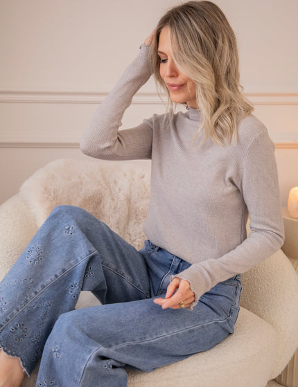 Cute Collar Ruches Soft Grey - Longsleeve