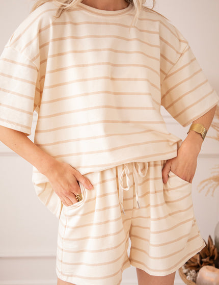 T-Shirt - Stripe Escape - Beige/Taupe
