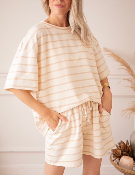 T-Shirt - Stripe Escape - Beige/Taupe