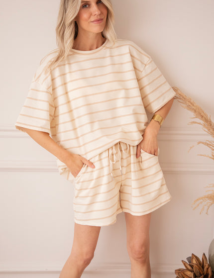 T-Shirt - Stripe Escape - Beige/Taupe