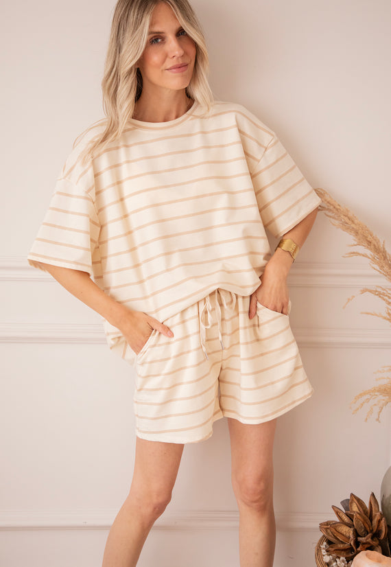Stripe Escape Beige/Taupe - T-Shirt