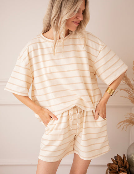 T-Shirt - Stripe Escape - Beige/Taupe