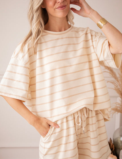 T-Shirt - Stripe Escape - Beige/Taupe