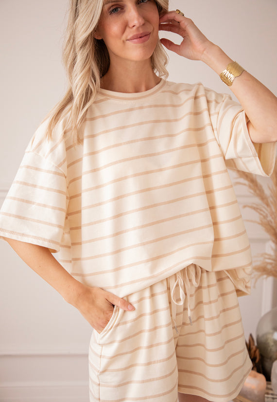 Stripe Escape Beige/Taupe - T-Shirt