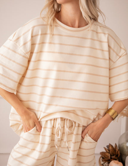 T-Shirt - Stripe Escape - Beige/Taupe