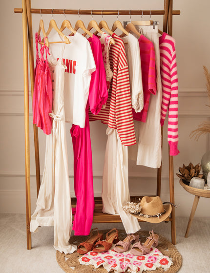 More Self Love Stripes Fuchsia/Soft Pink - Cardigan