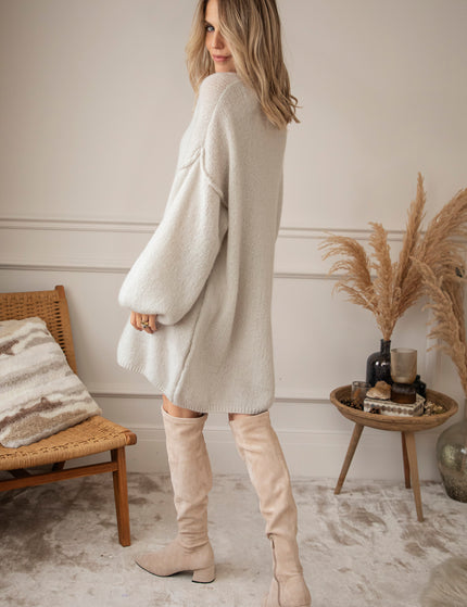 Noelle Round Neck Cool Beige - Sweater Dress