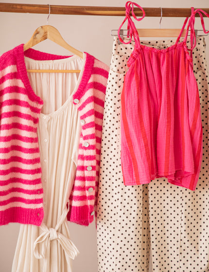 More Self Love Stripes Fuchsia/Soft Pink - Cardigan