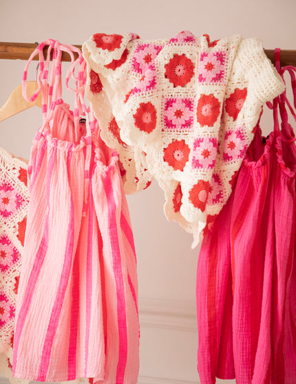 Top - Crochet Blooms - Beige/Rosa