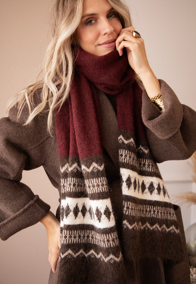 Cabin Calling Burgundy/Brown - Scarf