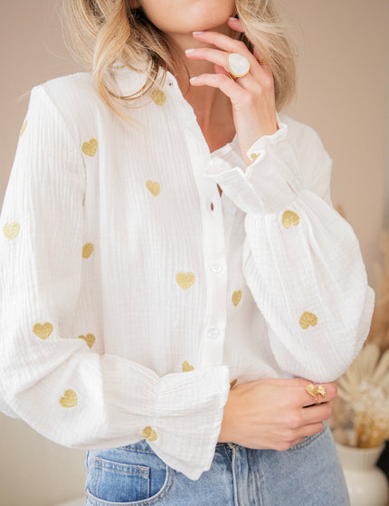 With All My Heart White/Gold - Blouse