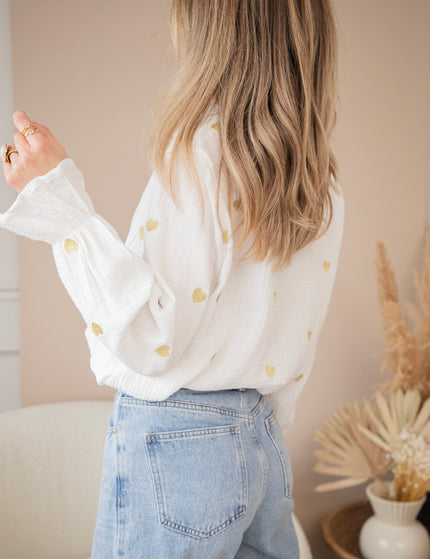 With All My Heart White/Gold - Blouse