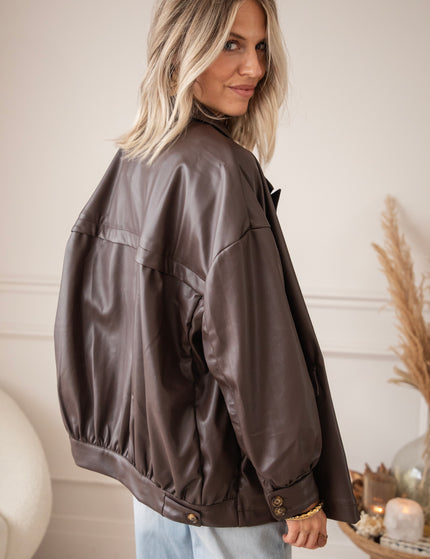 Bomber Blazer Leather Dark Brown - Jacket