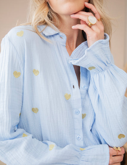 Bluse - With All My Heart - Blau/Gold