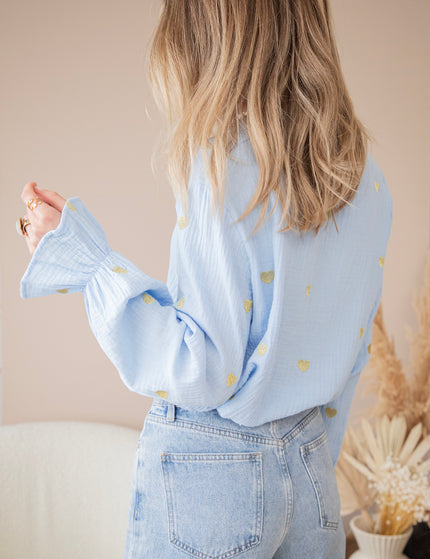 Bluse - With All My Heart - Blau/Gold