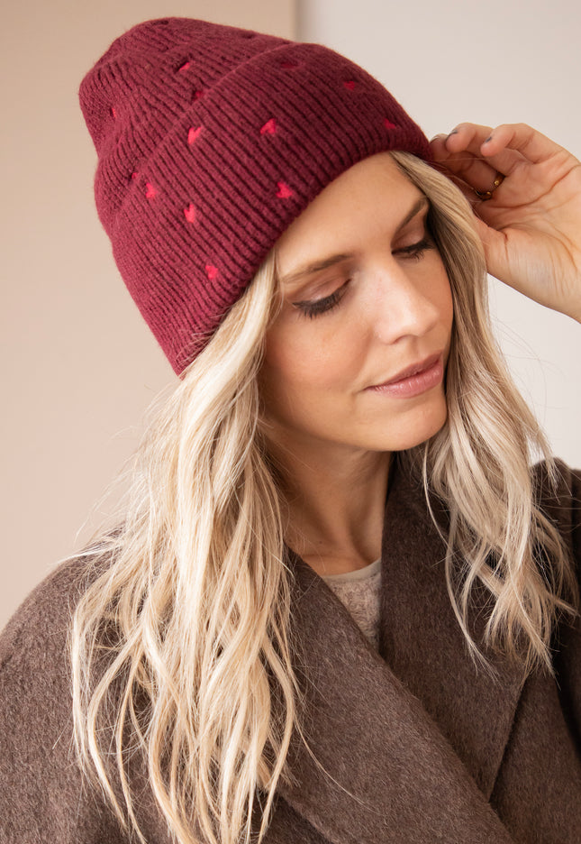 Heart Warmer Burgundy - Beanie