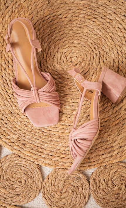 Strappy Suède Powder Pink - Heels