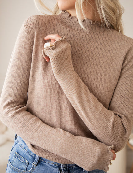 Cute Collar Ruches Taupe - Longsleeve