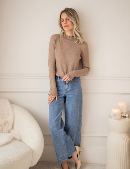 Cute Collar Ruches Taupe - Longsleeve