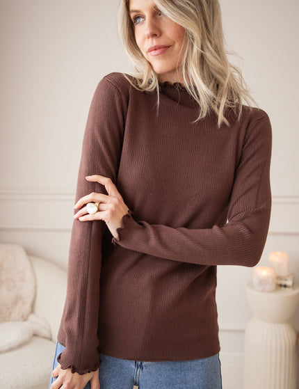 Cute Collar Ruches Brown - Longsleeve
