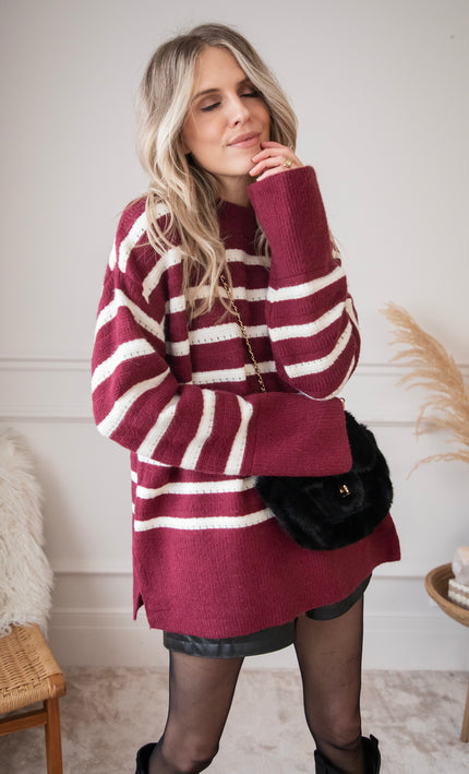 Bold Stripes Burgundy - Sweater