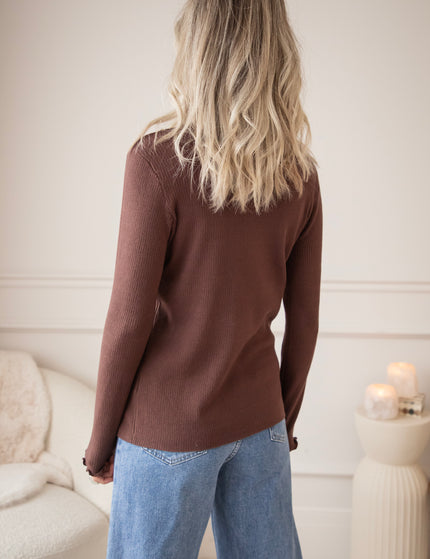 Cute Collar Ruches Brown - Longsleeve